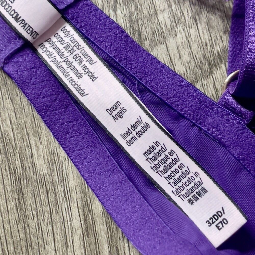 Victoria's Secret Dream Angels Bra Size 32DD Lined Demi Purple Floral Lace NWOT - Picture 5 of 10